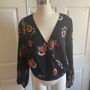 Cross Over Long Sleeve Blouse